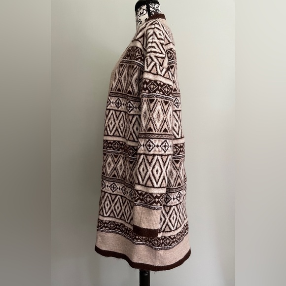Jessica Simpson Cardigan Sweater Womens Sz Large Brown Beige Western Long Sleeve - Picture 5 of 8